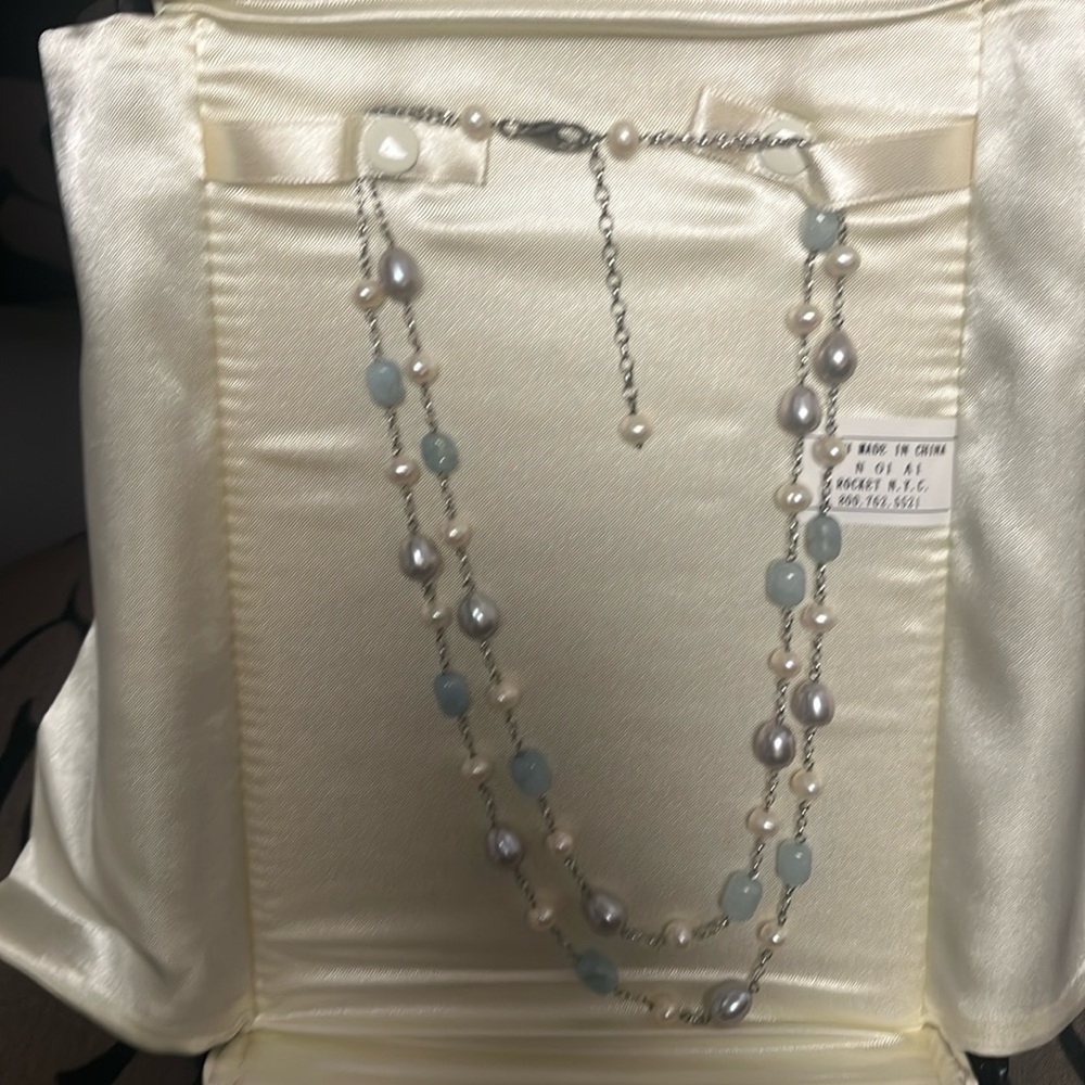 Fresh water pearl and semi precious double strand necklace